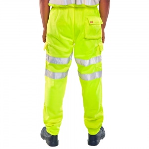 High Visibility Saturn Yellow Sweat Jogging Cargo Trousers EN471