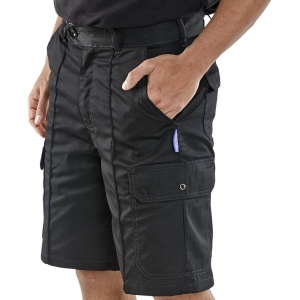 Click Cargo Pocket Unisex Shorts 100% Cotton In Black Or Navy