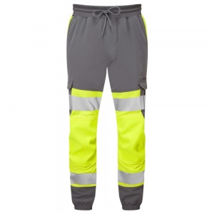 High Visibility Yellow & Grey Leo Hawkridge Stretch Jogging Trouser