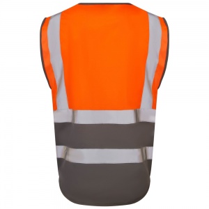 Leo Lynton W11 Superior Two-Tone Orange And Grey High Visibility Vest. To ENISO20471 Class 1