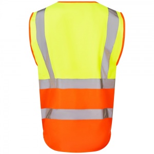 Leo Lynton W11 Superior Two-Tone Yellow And Orange High Visibility Vest. To ENISO20471 Class 2