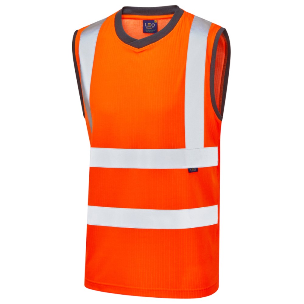 Leo Workwear V01-O Ashford High Visibility Orange Comfort Vest
