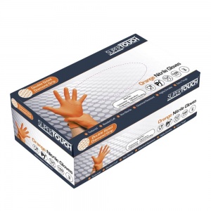 Orange Diamond Grip Nitrile Heavyweight Disposable Mechanic's Gloves