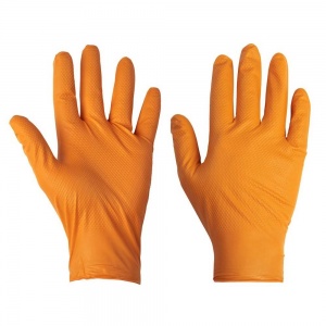 Orange Diamond Grip Nitrile Heavyweight Disposable Mechanic's Gloves