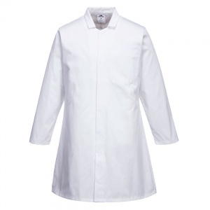 White Food Coat With Internal Breast Pocket