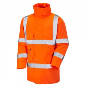 High Visibility Orange Leo Tawstock Superior Waterproof Jacket - ENISO 20471 & Railway Group Standard RIS-3279-TOM