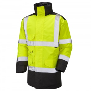 High Visibility Yellow & Black Leo Tawstock Superior Waterproof Jacket - ENISO 20471