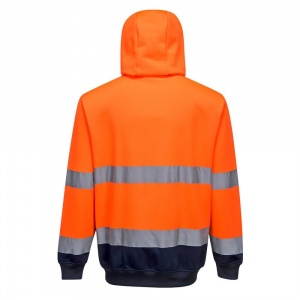 High Visibility Orange / Navy Full Zipped Hooded Sweatshirt