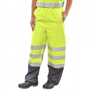 High Visibility Yellow & Navy Belfry Waterproof Breathable Overtrousers