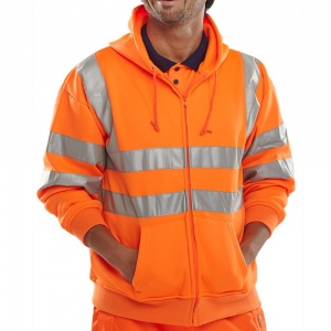 High Visibility Orange Hooded Full Zipped Sweatshirt