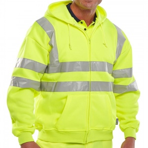 High Visibility Yellow Hooded Full Zip Sweatshirt