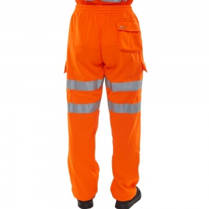 High Visibility Orange Sweat Jogging Cargo Trousers EN471 & Rail Spec