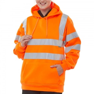 High Visibility Orange Hooded Pull Over Sweatshirt