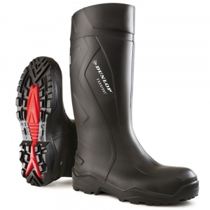 Dunlop Purofort Black Full Safety Wellington Boots With Steel Toe Cap And Mid Sole