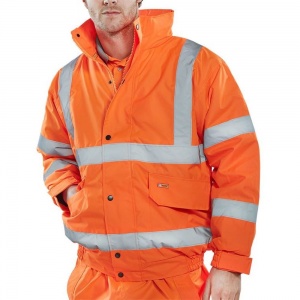 High Visibility Contractor Orange Waterproof Bomber Jacket ENISO 20471