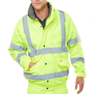 High Vis Contractor PLUS Yellow Fleece Lined Bomber Jacket