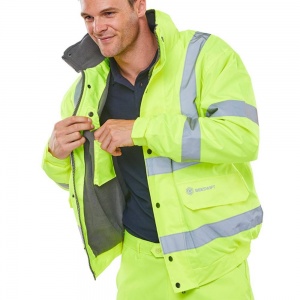 High Vis Contractor PLUS Yellow Fleece Lined Bomber Jacket