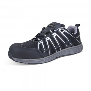 Safety Trainer Shoe - Black & Silver S3 With Non Metallic Toe Cap And Midsole