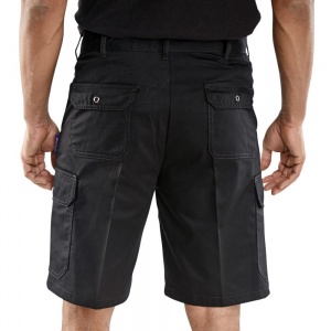 Click Cargo Pocket Unisex Shorts 100% Cotton In Black Or Navy