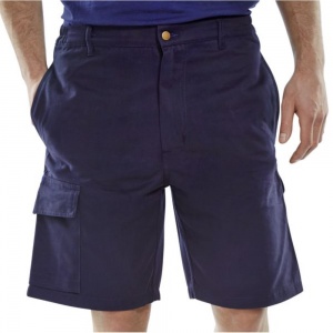 Click Cargo Pocket Unisex Shorts 100% Cotton In Black Or Navy