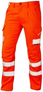 High Visibility Orange Leo Kingford Stretch Superior Cargo Trousers ENISO 20471