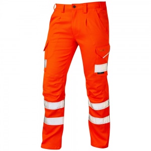 High Visibility Orange Leo Kingford Stretch Superior Cargo Trousers ENISO 20471