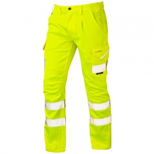 High Visibility Yellow Leo Kingford Stretch Superior Cargo Trousers ENISO 20471