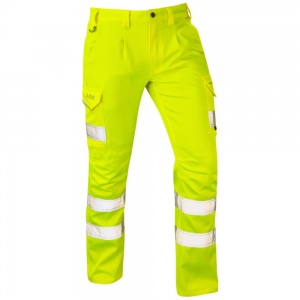 High Visibility Yellow Leo Kingford Stretch Superior Cargo Trousers ENISO 20471