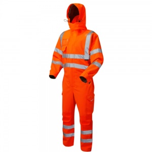 Leo Watertown ISO 20471 Class 3 & RIS-3279-TOM Rail Standards EcoViz 10KX Waterproof Stretch Coverall Orange