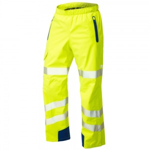 Leo L20 Yellow Lundy ISO 20471 Class 2 High Performance Waterproof Overtrouser