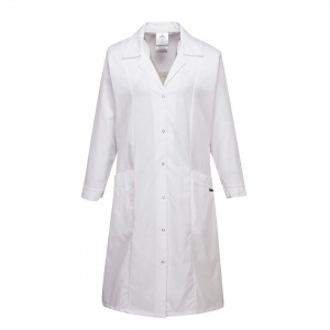 Ladies Princess Line Lab Coat White