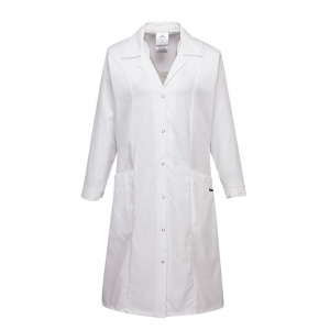 Ladies Princess Line Lab Coat White