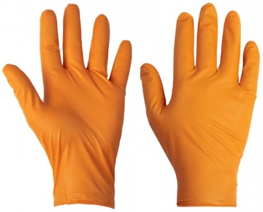 Orange Diamond Grip Nitrile Heavyweight Disposable Mechanic's Gloves