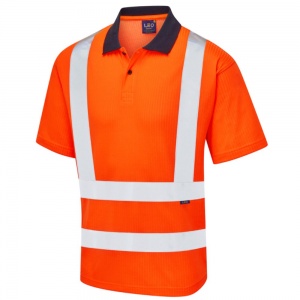 Leo P01 Croyde Comfort Eco-Viz High Visibility Orange Polo Shirt