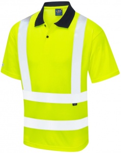 Leo P01 Croyde Comfort Eco-Viz High Visibility Yellow Polo Shirt