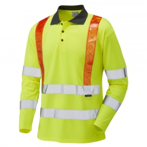 Bickleton Hi Vis Yellow Sleeved Polo Shirt with Orange Braces