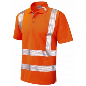 Leo Workwear P09-O Broadsands Coolviz Ultra High Visibility Orange Polo Shirt