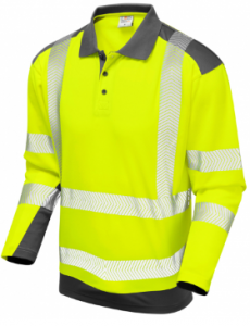 Long Sleeve Leo Wringcliff Superior Coolviz Plus High Visibility Yellow/Grey Advanced Polo Shirt
