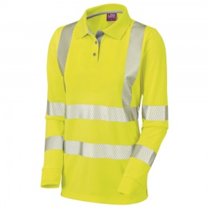 High Visibility Yellow Coolviz Plus Pollyfield Ladies Long Sleeved Polo Shirt