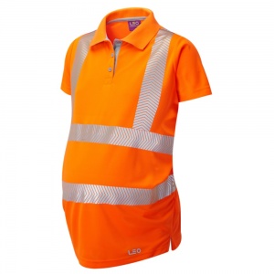 Leo High Visibility Orange Coolviz Ultra Lovacott Ladies Maternity Polo Shirt