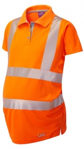Leo High Visibility Orange Coolviz Ultra Lovacott Ladies Maternity Polo Shirt