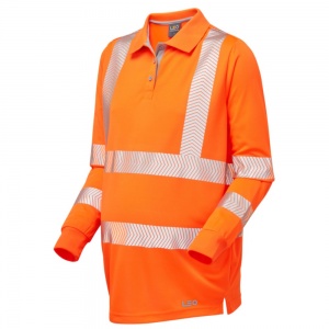 Leo High Visibility Orange Coolviz Ultra Yarnacott Ladies Maternity Sleeved Polo Shirt