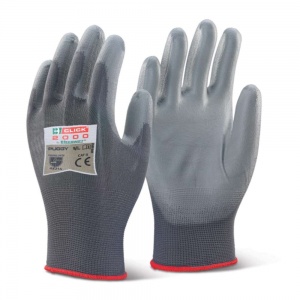 Pack of 10 Pairs of Grey PU-Coated Gloves