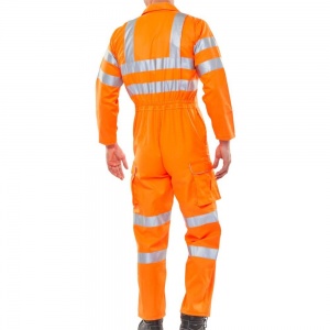 High Visibility Orange Boilersuit/Coverall RIS-3279-TOM - Railway Use Certified & EN ISO20471 Class 3