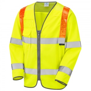 Barbrook Hi Vis Yellow Sleeved Waistcoat with Orange Braces