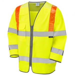 Taddiport Hi Vis Yellow 3/4 Sleeve Waistcoat with Orange Braces