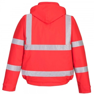 High Visibility Contractor Red Waterproof Bomber Jacket EN471