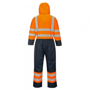 High Visibility Orange & Navy Lined Waterproof Coverall S485