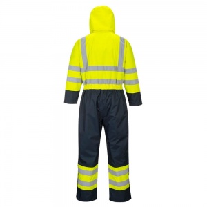 High Visibility Yellow & Navy Lined Waterproof Coverall S485