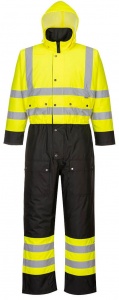 High Visibility Yellow & Black Lined Waterproof Coverall S485